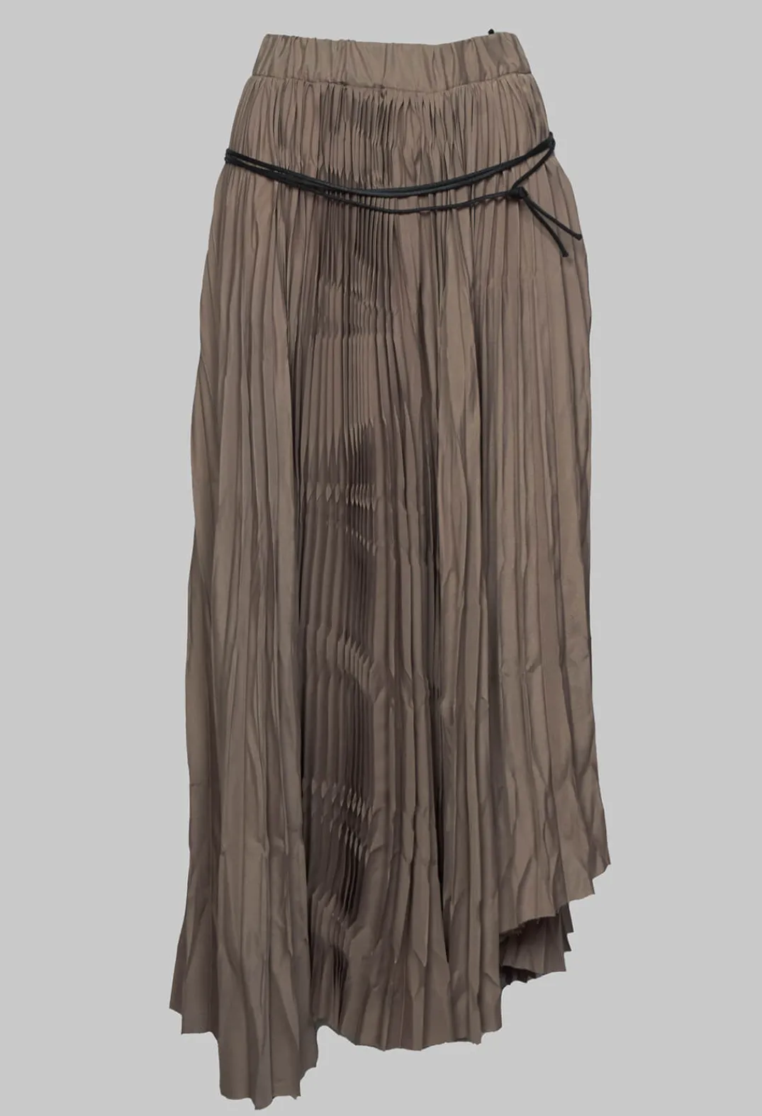 Nostra Santissima Skirts^Pleated Skirt with Asymmetric Hem in Brown