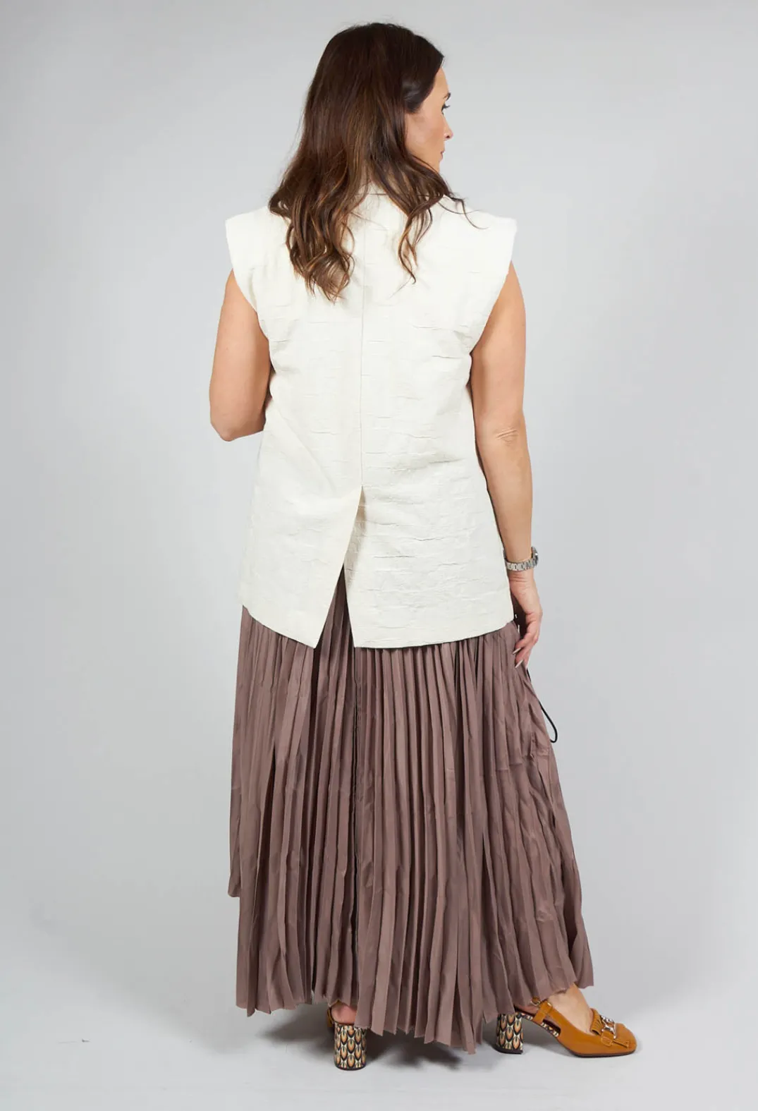 Nostra Santissima Skirts^Pleated Skirt with Asymmetric Hem in Brown