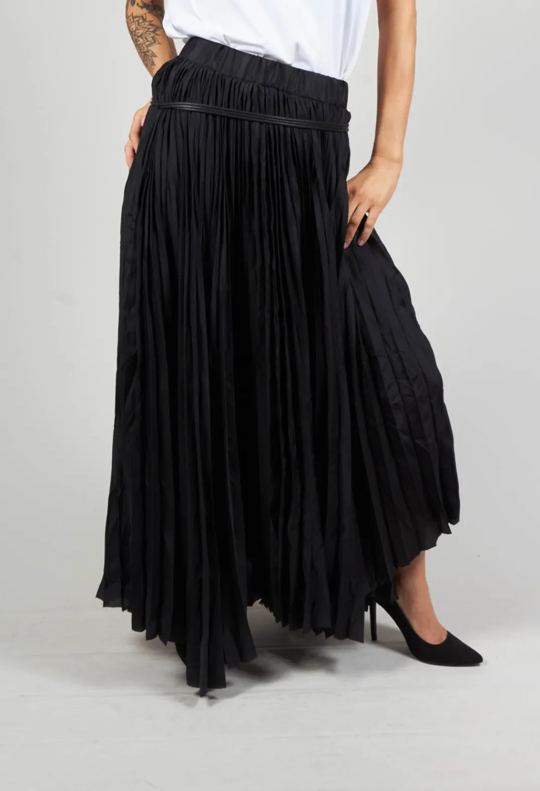 Nostra Santissima Skirts^Pleated Skirt with Asymmetric Hem in Black