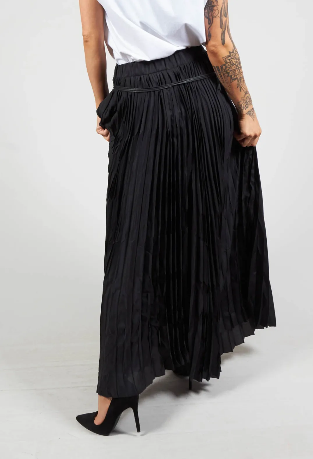 Nostra Santissima Skirts^Pleated Skirt with Asymmetric Hem in Black