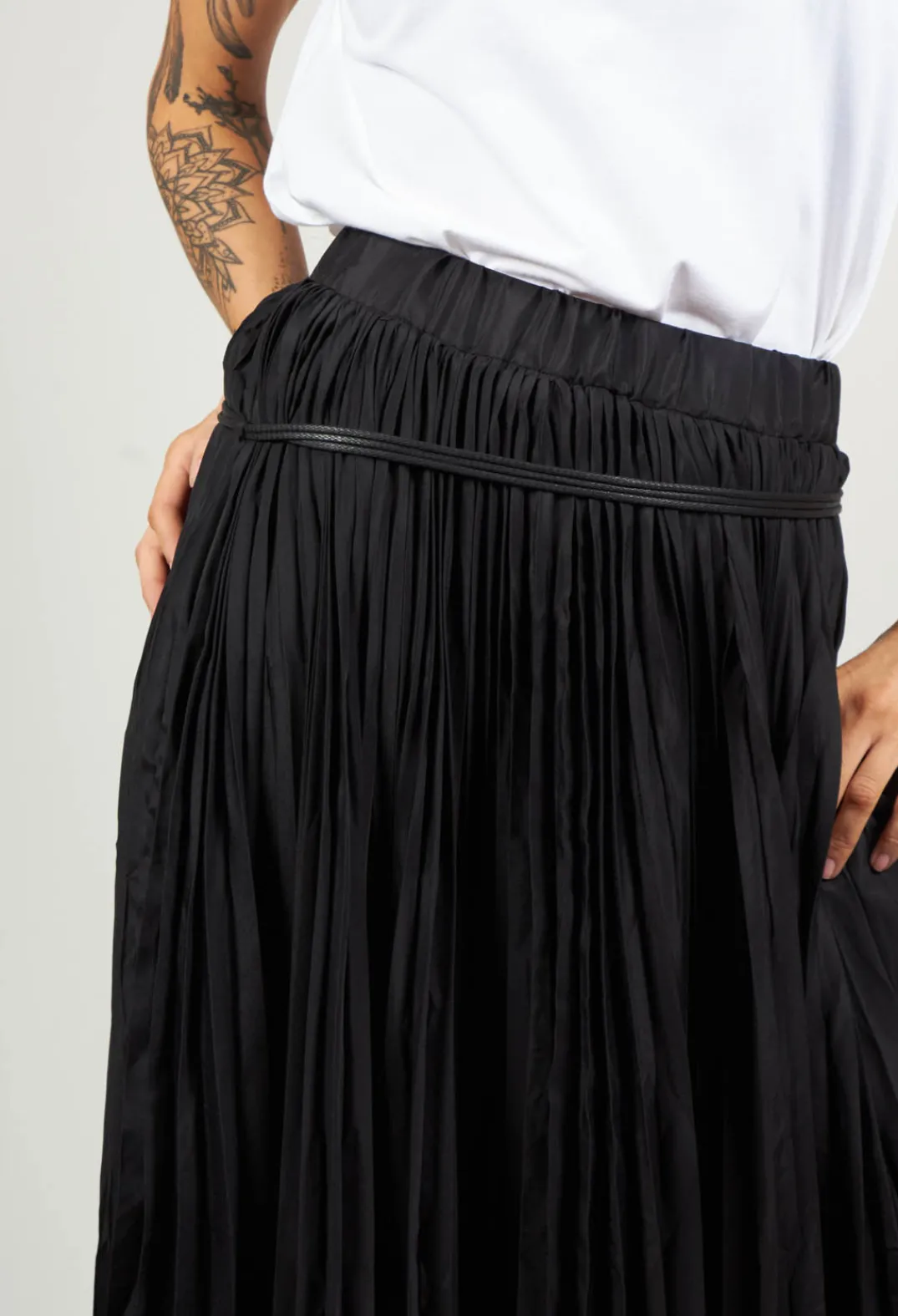 Nostra Santissima Skirts^Pleated Skirt with Asymmetric Hem in Black