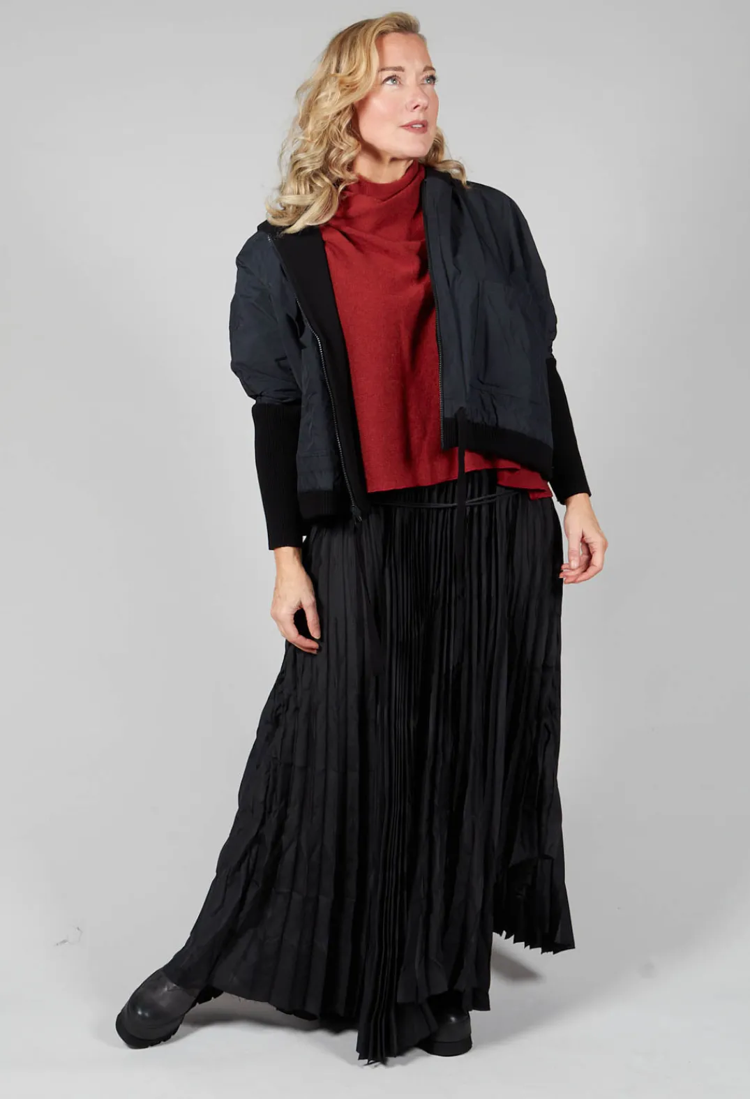 Nostra Santissima Skirts^Pleated Skirt with Asymmetric Hem in Black