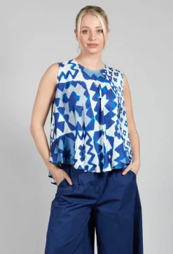 Sfizio Tops^Pleated Sleeveless Blouse in Maya Print
