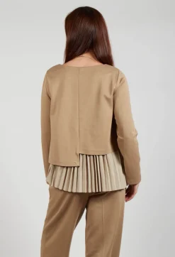 Mei Meij Tops^Pleated Top with Overlay in Caramel