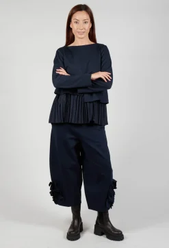 Mei Meij Tops^Pleated Top with Overlay in Blue Nights