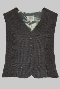T.ba Jackets^Pleated Waistcoat in Tweed