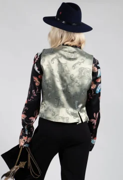 T.ba Jackets^Pleated Waistcoat in Tweed