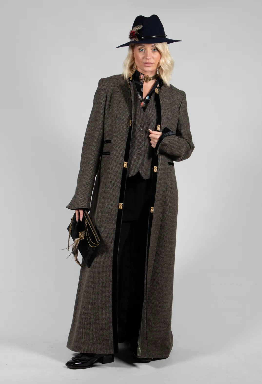T.ba Jackets^Pleated Waistcoat in Tweed