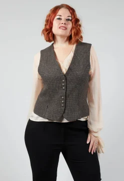 T.ba Jackets^Pleated Waistcoat in Tweed