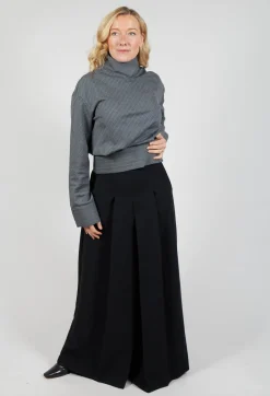 Malloni Trousers^Pleated Wide Leg Pants in Lalabel Nero