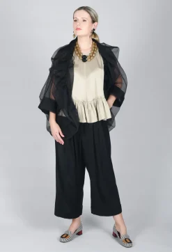 Les Filles d'Ailleurs Trousers^Pleated Wide Leg Trousers in Black