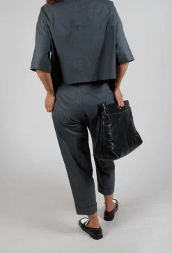 SOH Trousers^Pleated Wool Trousers in Grey Blue