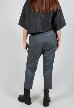 SOH Trousers^Pleated Wool Trousers in Grey Blue