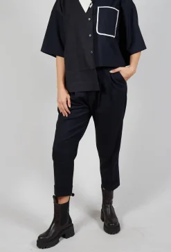 SOH Trousers^Pleated Wool Trousers in Navy