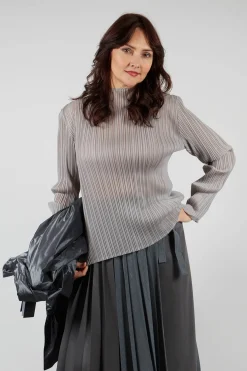 Mei Meij Shirts & Blouses^Plisse Longsleeve Top in Perla