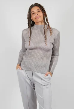 Mei Meij Shirts & Blouses^Plisse Longsleeve Top in Perla