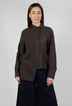 SOH Shirts & Blouses^Point Collar Shirt in Brown Stripe