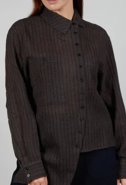 SOH Shirts & Blouses^Point Collar Shirt in Brown Stripe