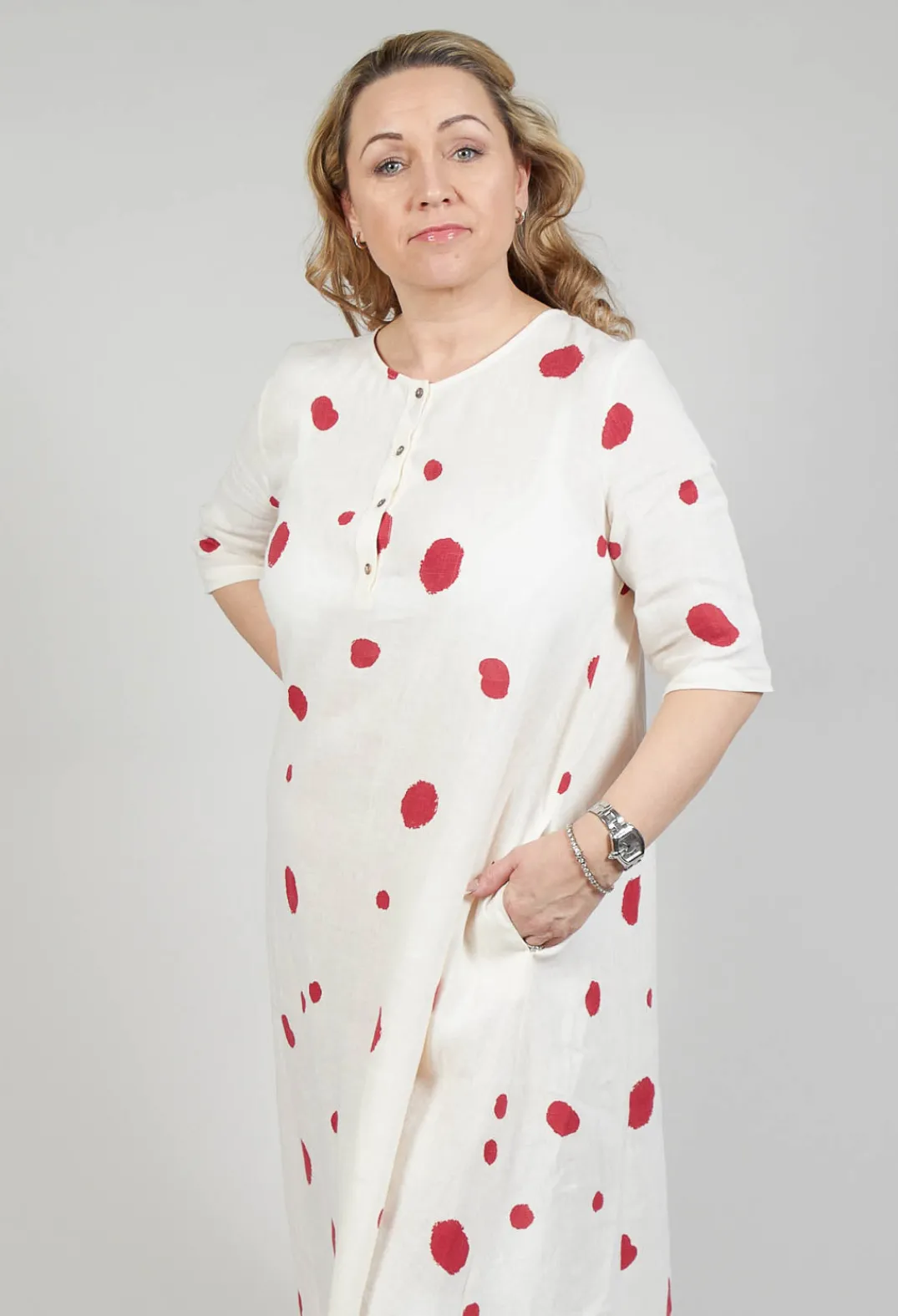 Operificio Neirami Dresses^Polka Dot Smock Dress in Pois Rosso