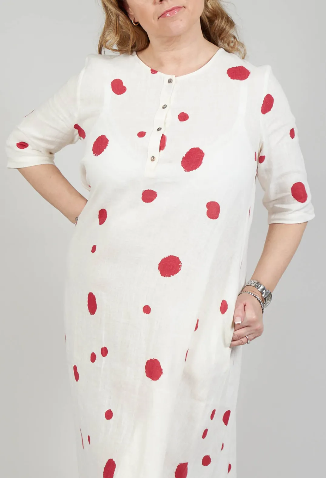 Operificio Neirami Dresses^Polka Dot Smock Dress in Pois Rosso