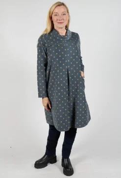 Blueberry Dresses^Polkadot Needlecord Cowl Neck Dress in Anthracite