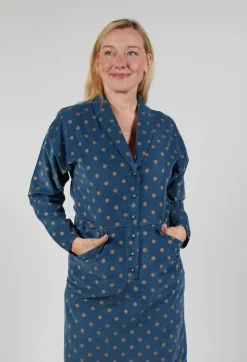 Blueberry Shirts & Blouses^Polkadot Needlecord Open Collar Shirt Dress in Navy