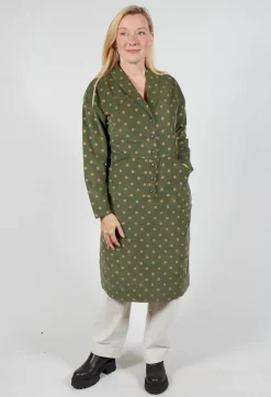 Blueberry Shirts & Blouses^Polkadot Needlecord Open Collar Shirt Dress in Moss