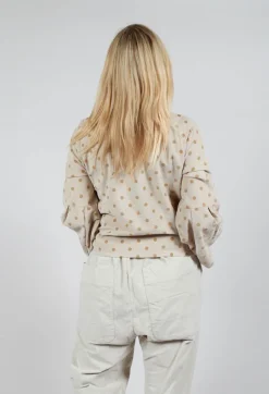 Blueberry Tops^Polkadot Needlecord Puffed Sleeve Top in Sahara