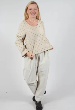 Blueberry Tops^Polkadot Needlecord Puffed Sleeve Top in Sahara