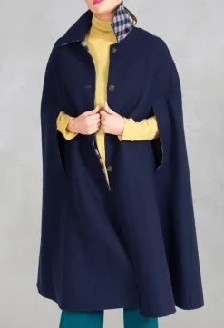 Maliparmi Coats^Poncho Coat in Blu Profondo