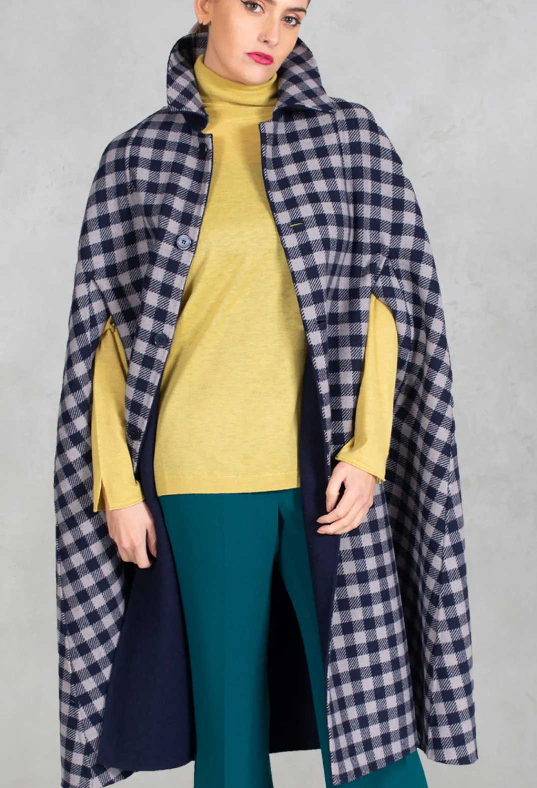 Maliparmi Coats^Poncho Coat in Blu Profondo