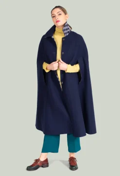 Maliparmi Coats^Poncho Coat in Blu Profondo