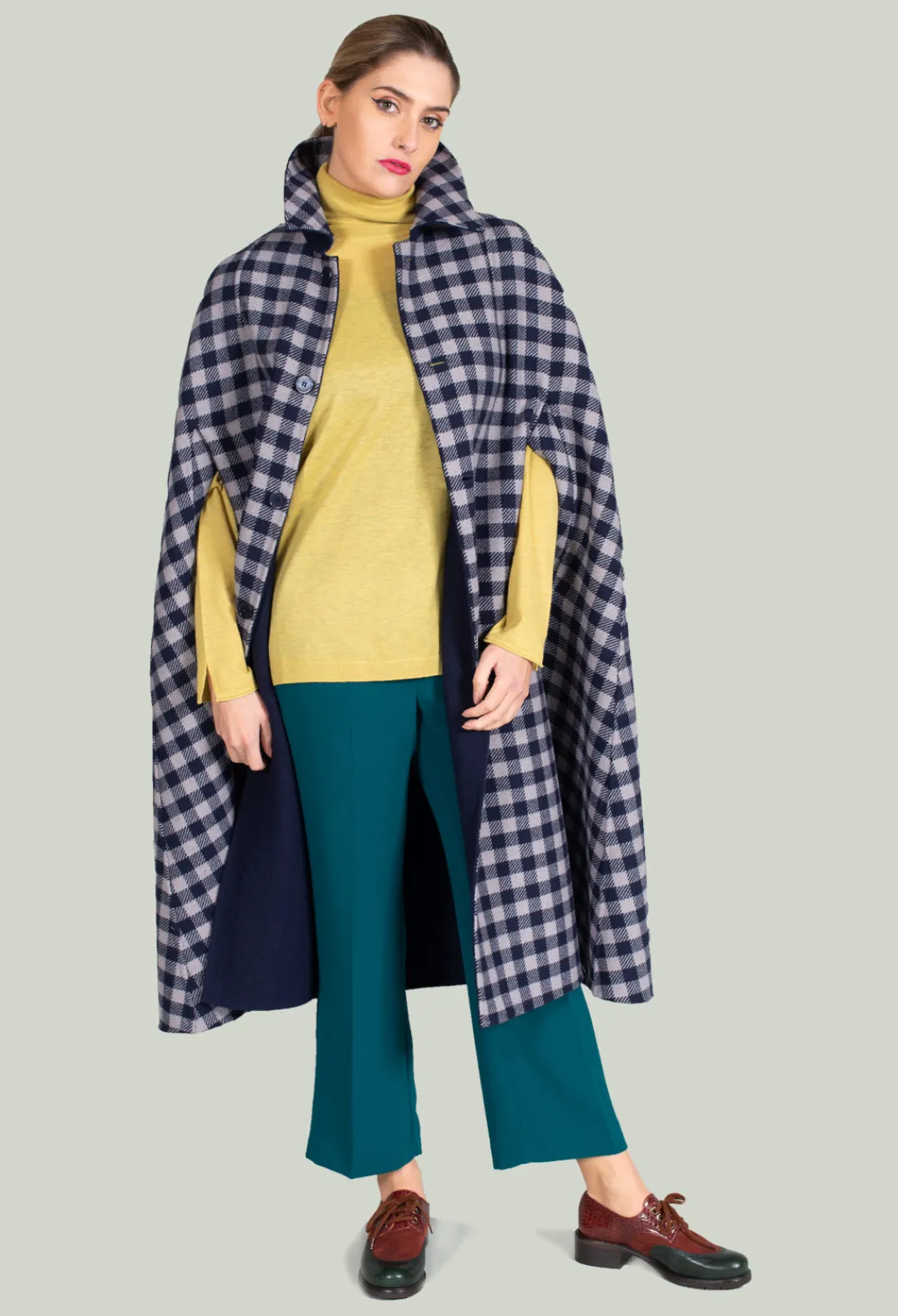 Maliparmi Coats^Poncho Coat in Blu Profondo