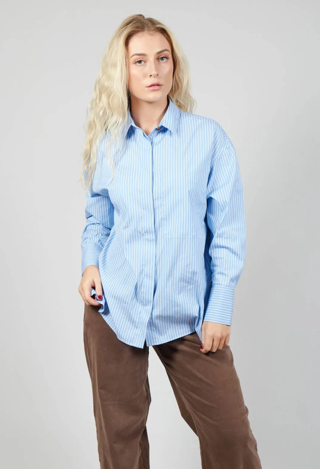 Maliparmi Shirts & Blouses^Poplin Shirt in Azzurro / Bianco