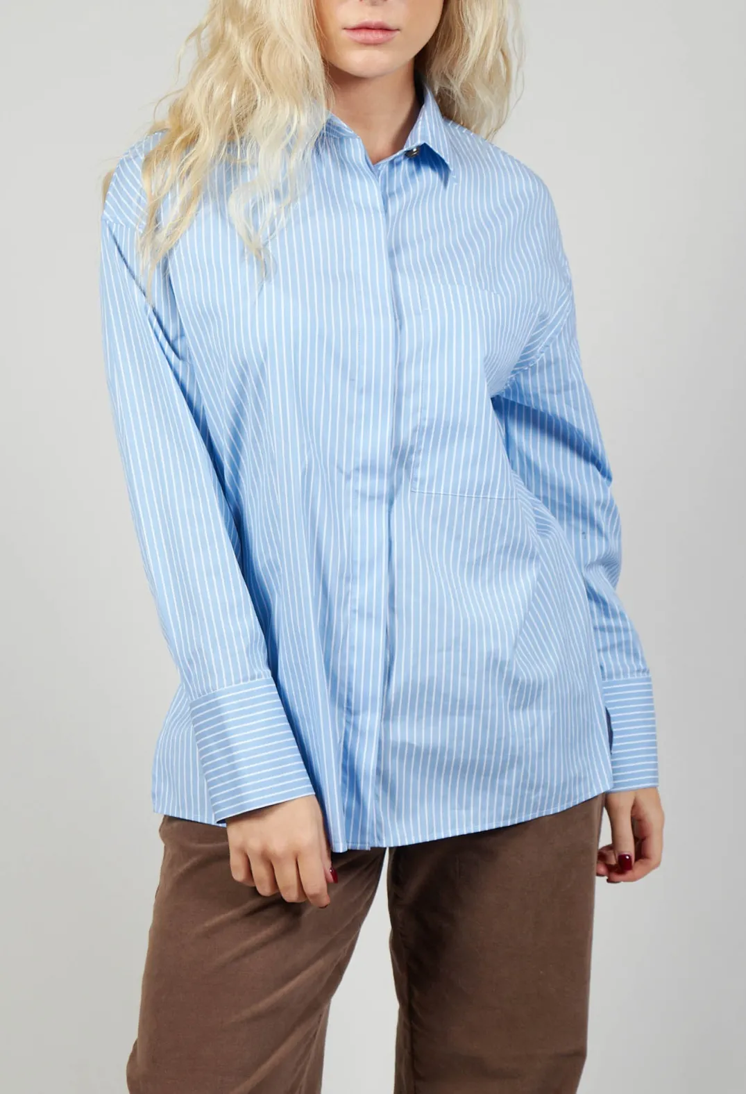 Maliparmi Shirts & Blouses^Poplin Shirt in Azzurro / Bianco