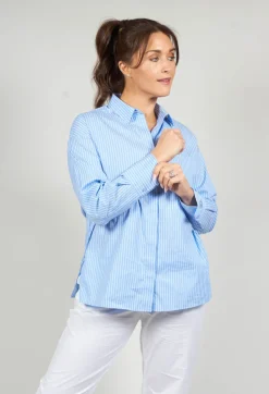 Maliparmi Shirts & Blouses^Poplin Shirt in Azzurro / Bianco