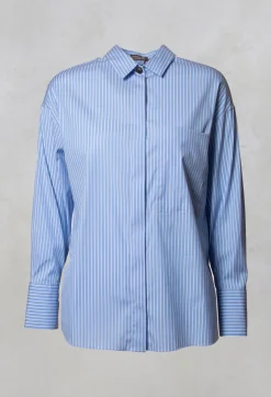 Maliparmi Shirts & Blouses^Poplin Shirt in Azzurro / Bianco