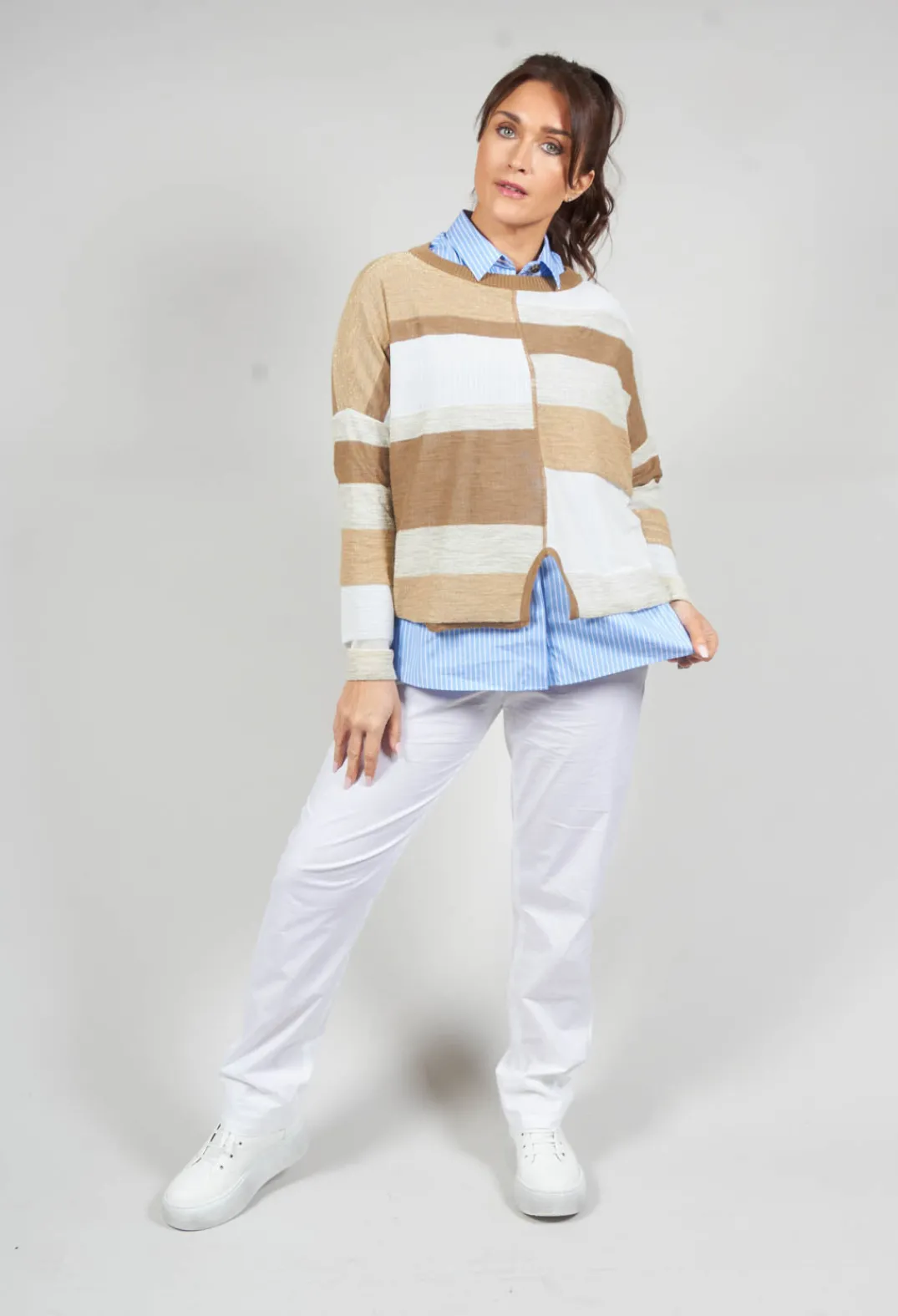 Maliparmi Shirts & Blouses^Poplin Shirt in Azzurro / Bianco