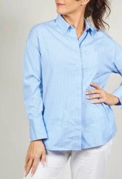 Maliparmi Shirts & Blouses^Poplin Shirt in Azzurro / Bianco