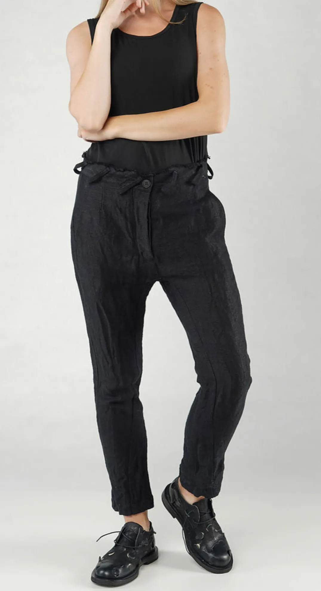Rundholz Mainline Trousers^PRE-ORDER - Asymmetric Belt Loop Trouser in Black Dust