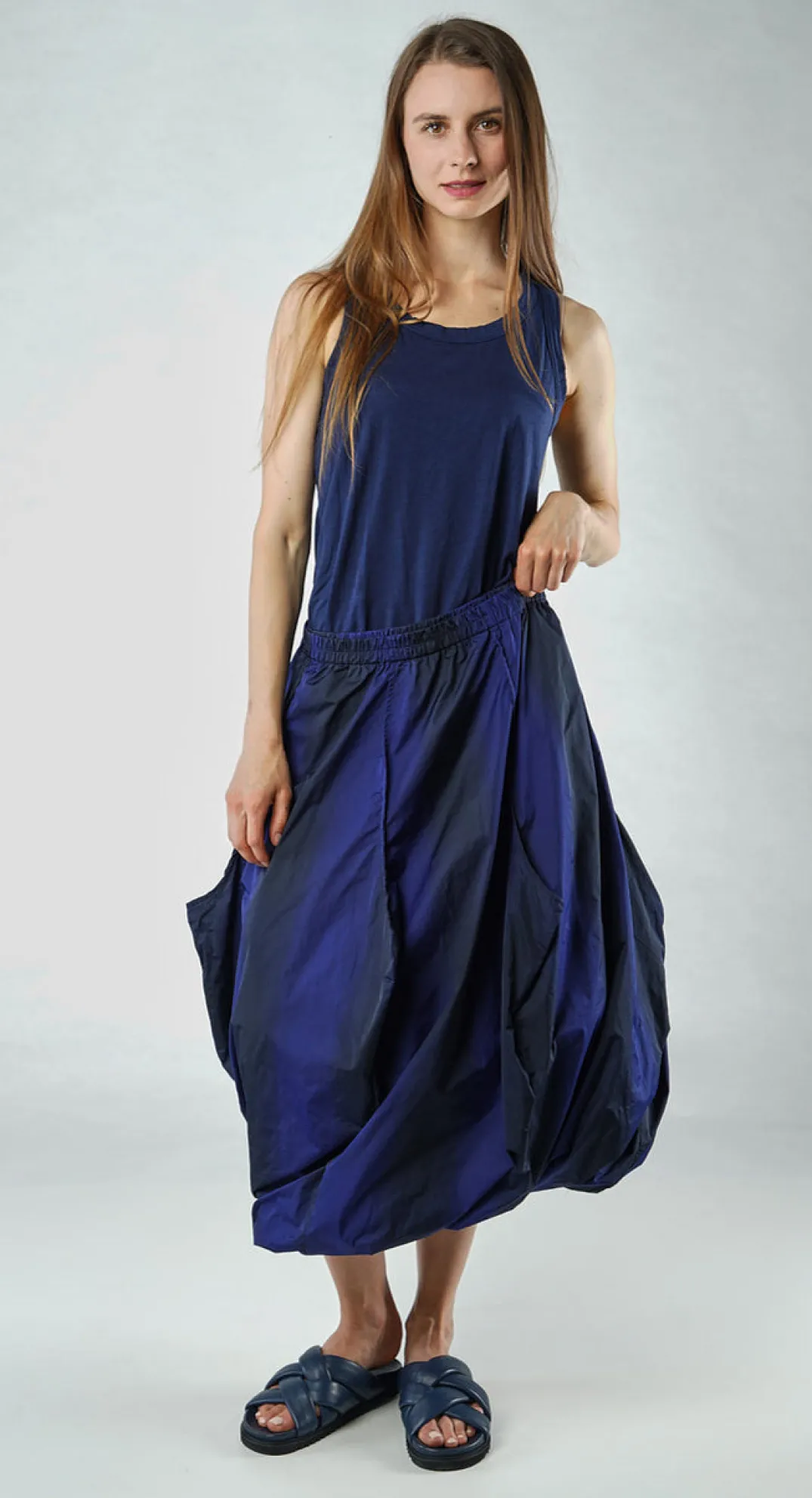 Rundholz Black Label Skirts^PRE-ORDER - Bubble Skirt with Feature Pleats in Black Navy