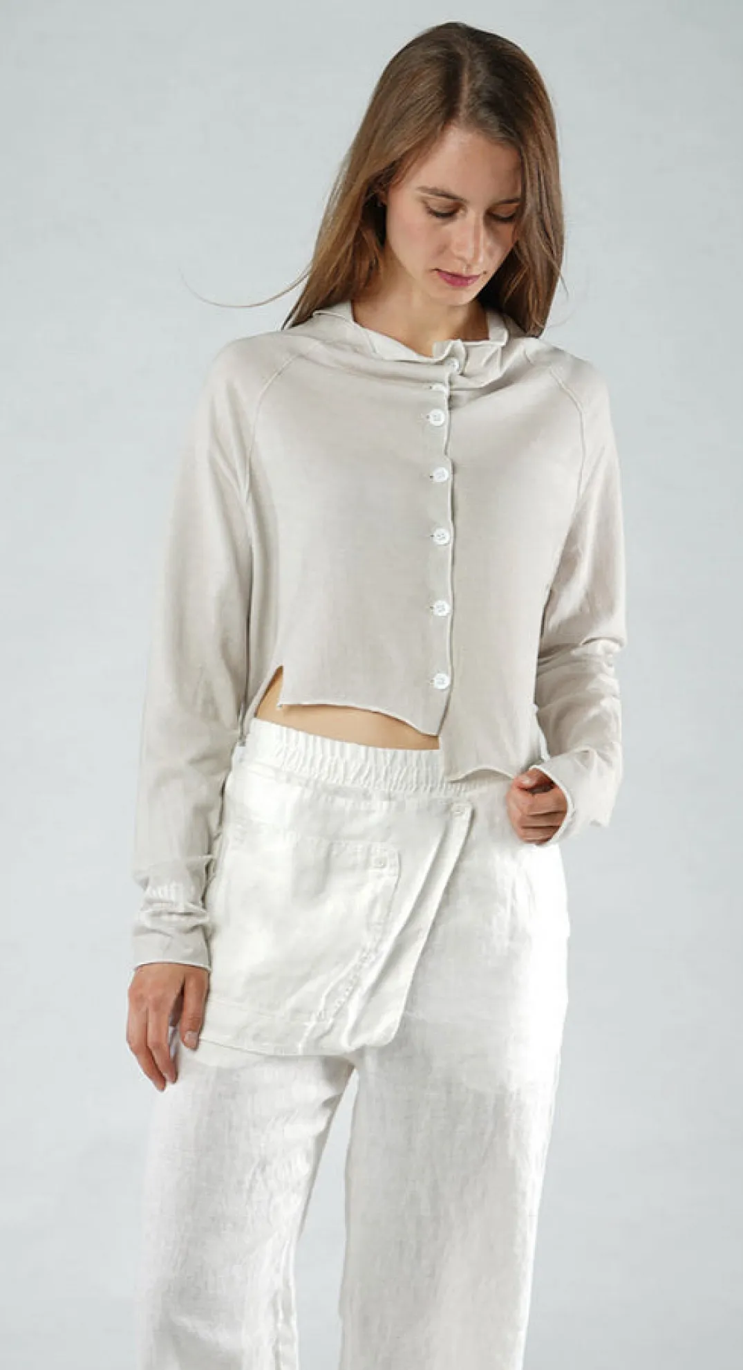 Rundholz Black Label Cardigans^PRE-ORDER - Cropped Cardigan in Navy Print (Pictured in Light Grey Print)