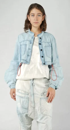 Rundholz Dip Jackets^PRE-ORDER - Cropped Lightweight Utility Jacket in Semibleach
