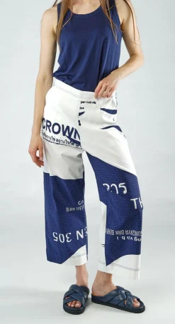 Rundholz Black Label Trousers^PRE-ORDER - Cropped Pull On Wide Leg Trousers in Navy Check (Pictured in Navy Print)