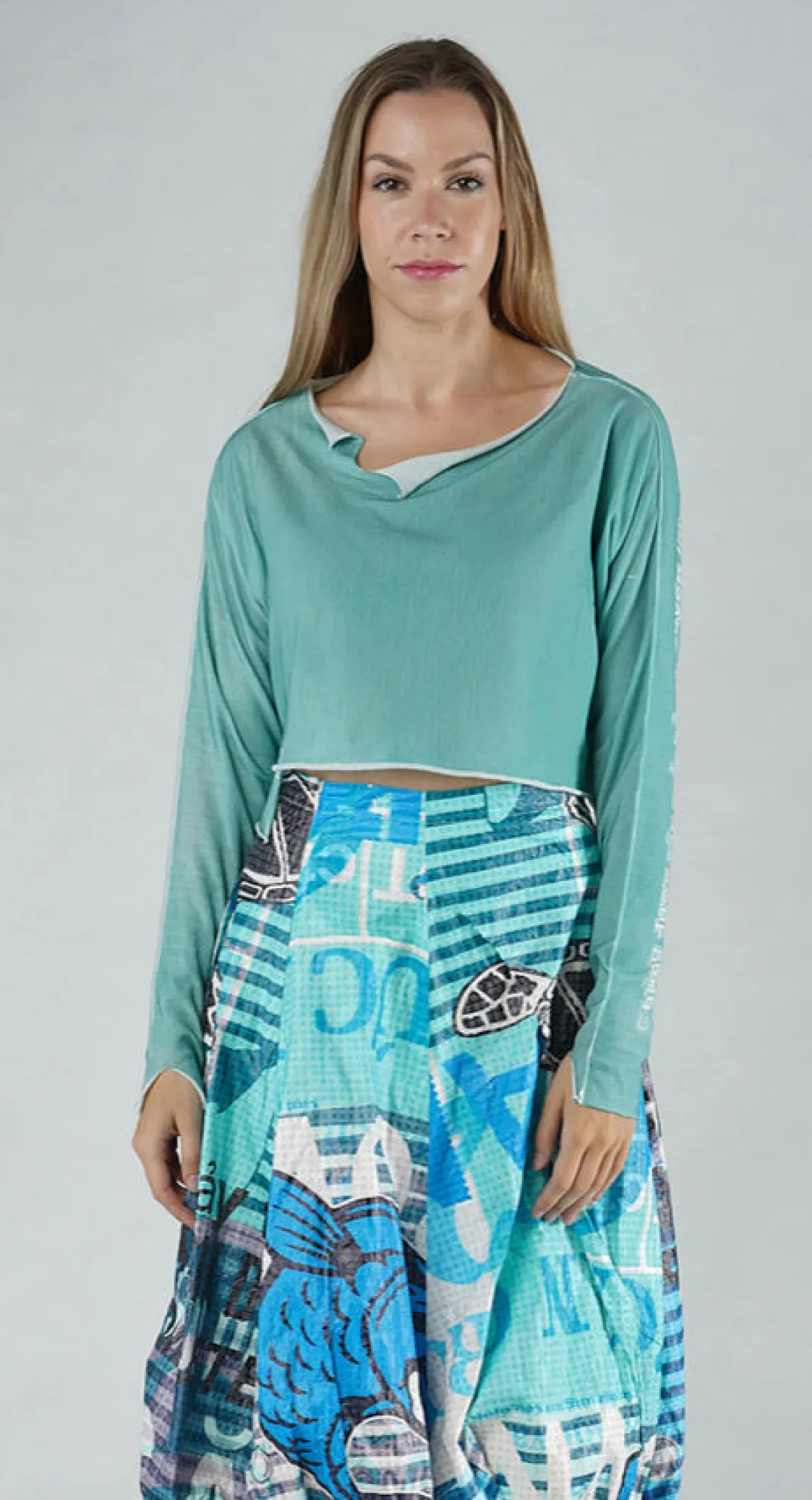 Rundholz Black Label Jumpers^PRE-ORDER - Cropped Pullover in Navy Print (Pictured in Aqua Print)