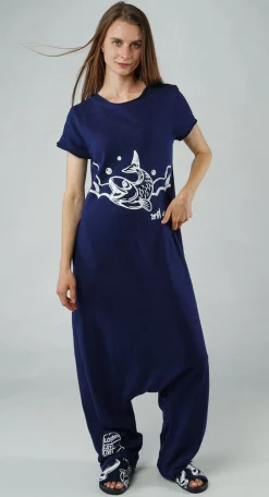 Rundholz Black Label Jumpsuits^PRE-ORDER - Drop Crotch Jumpsuit in Navy Print