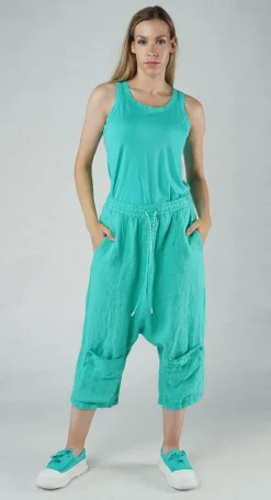 Rundholz Black Label Trousers^PRE-ORDER - Drop Crotch Linen Trousers in Black (Pictured in Aqua)