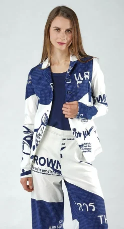 Rundholz Black Label Jackets^PRE-ORDER - Fitted Jacket in Navy Print (Pictured in Navy Print)