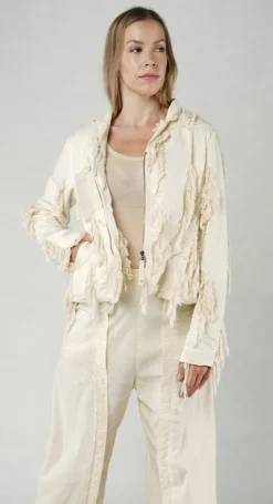 Rundholz Dip Jackets^PRE-ORDER - Fitted Shredded Jacket in Ocean (Pictured in Griege)