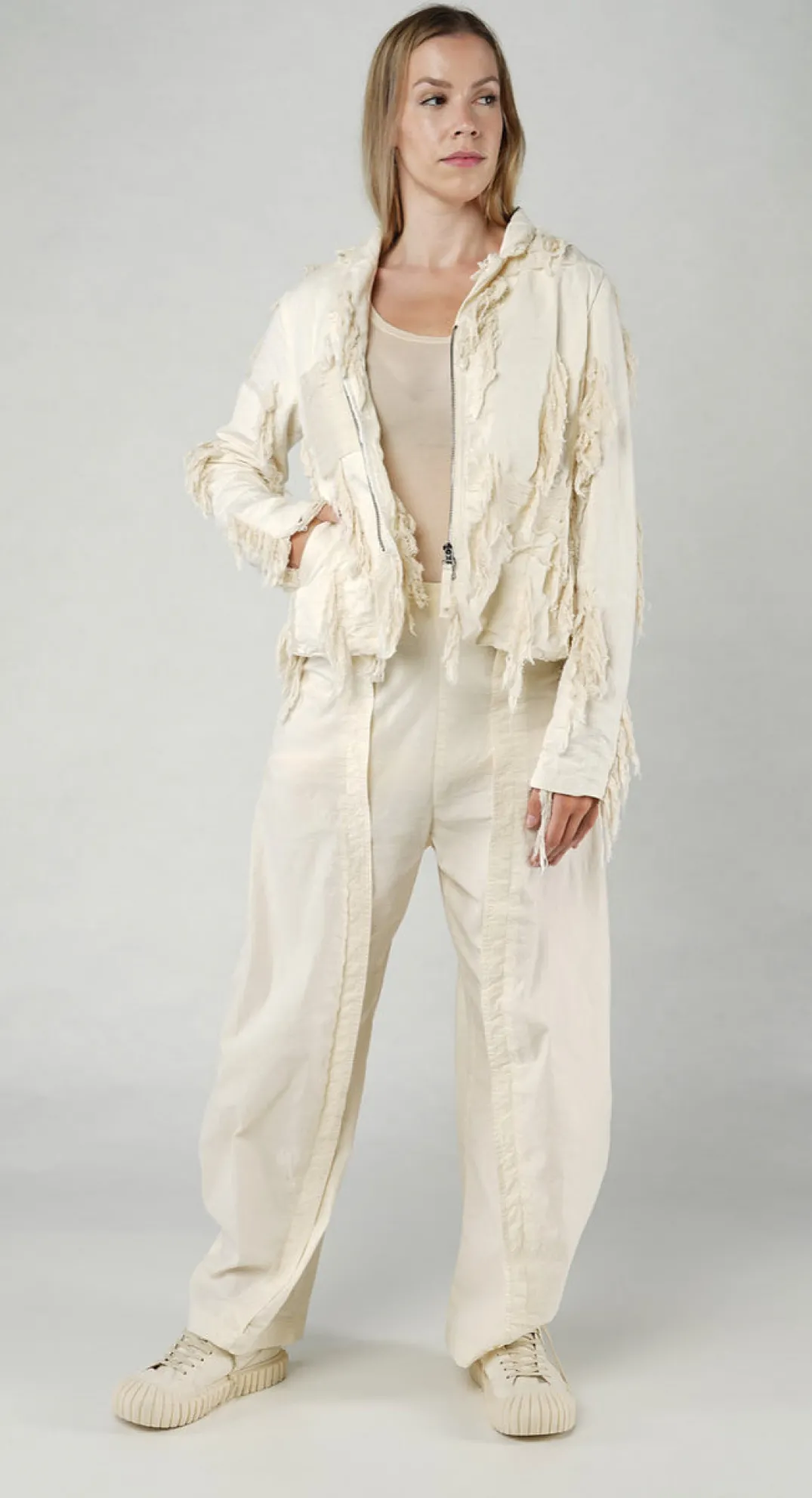 Rundholz Dip Jackets^PRE-ORDER - Fitted Shredded Jacket in Ocean (Pictured in Griege)